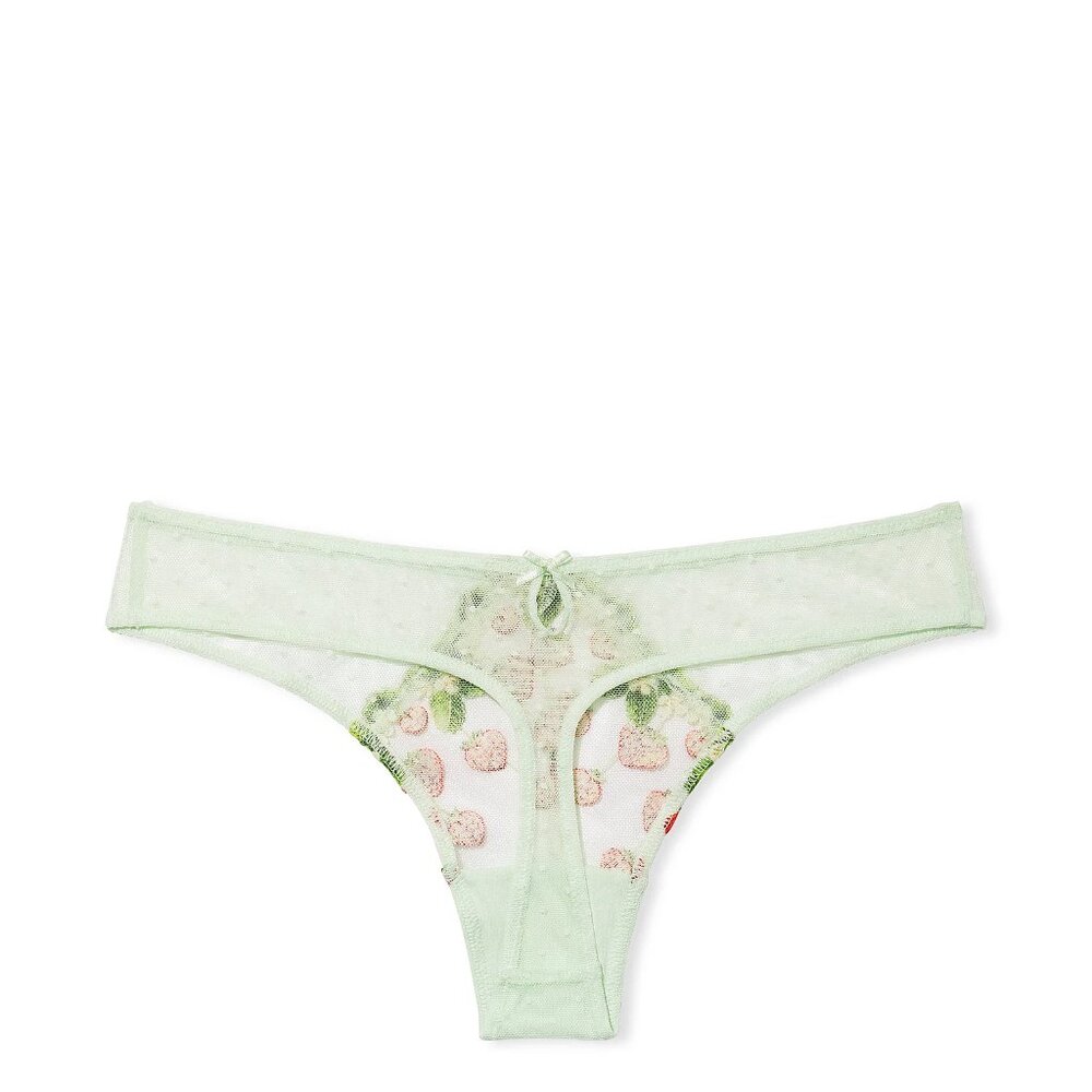 Victoria Secret Dream Angels Embroidered Strawberry Thong Panty Size S Green $34 - Picture 6 of 8